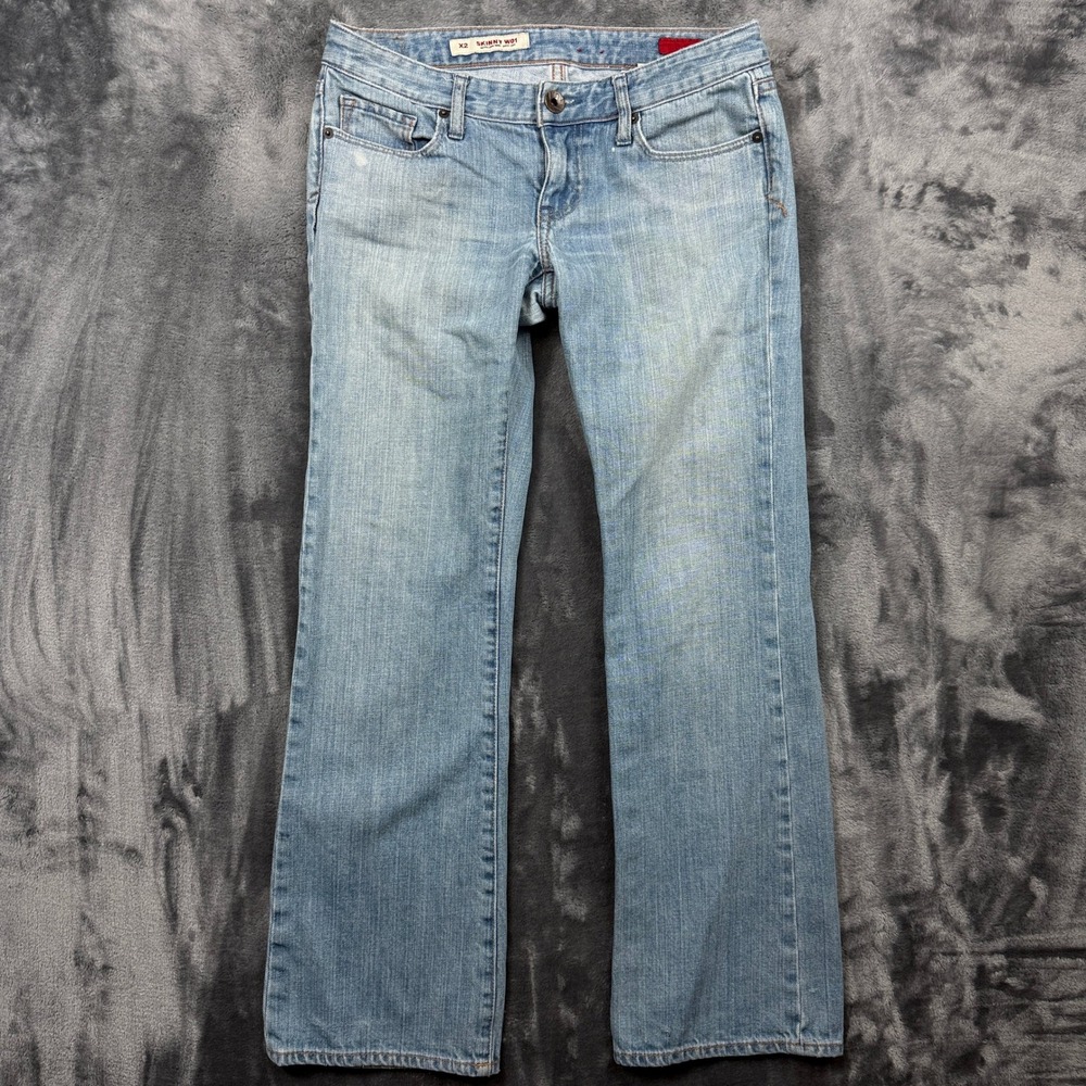 X2 Skinny W01 Jeans Womens 4S Light Blue Ultra Low Rise Boot Cut Denim